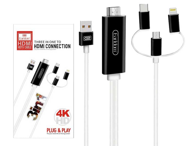 Earldom HDMI HDTV cable - three in one connection 4k HD