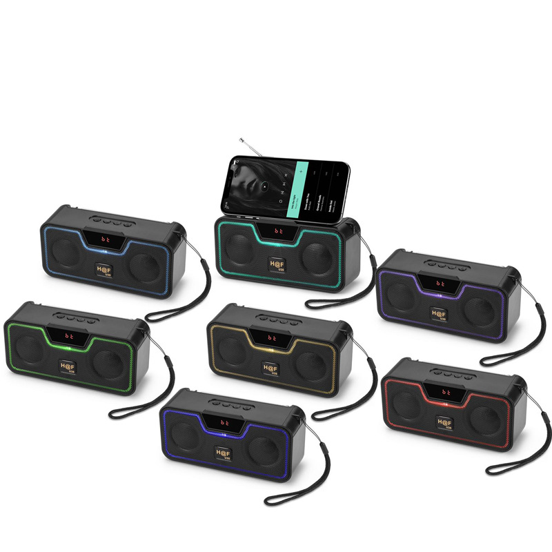 HFU35 5W portable wireless outdoor mini radio LED speaker support TF FM USB TWS MIC