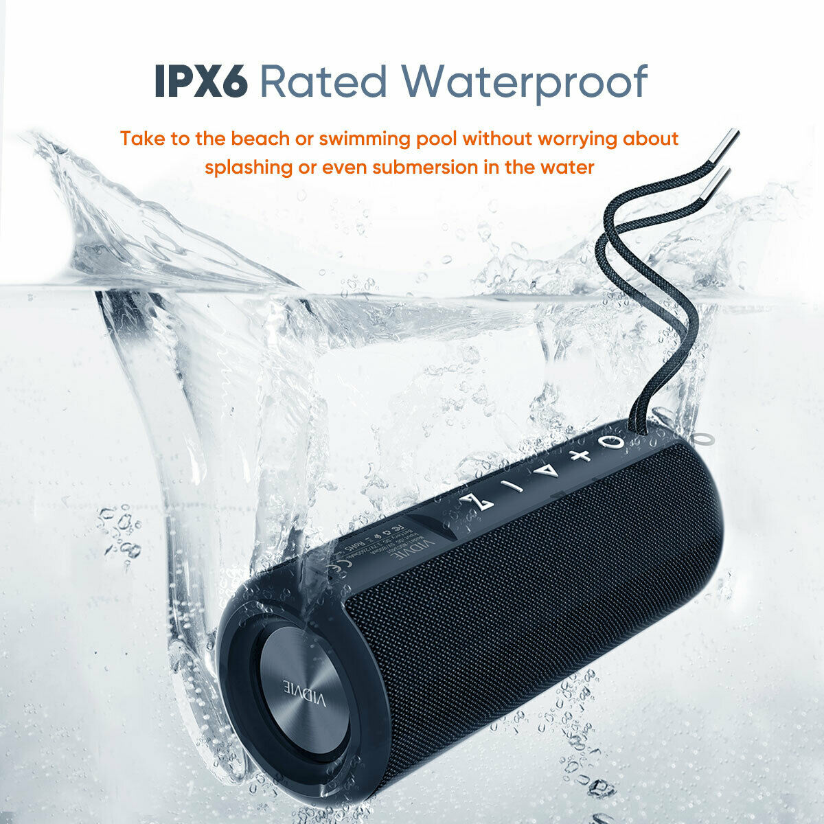 VIDVIE Universal Portable IPX6 Waterproof Bluetooth Speaker WGC3401 Black 1