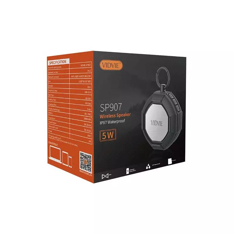VIDVIE SP907 Ultra Portable 5W Wireless Bluetooth Loud Speaker IPX7 Waterproof