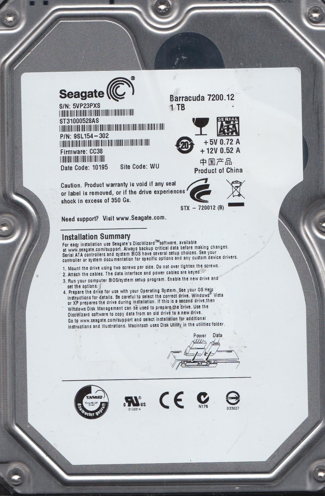 Seagate ST31000528AS 1TB Hard Drive