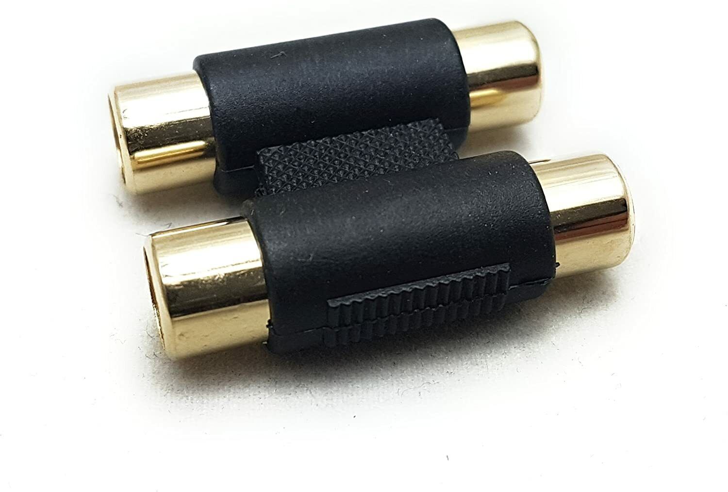 2 x RCA Phono Female to Female Coupler Cable Joiner Adapter GOLD