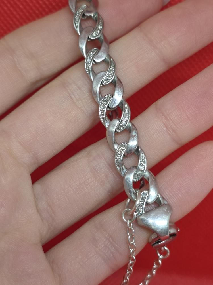 +925 Sterling Silver Bracelet with Cubic Zirconia 18.4 gramm - Image 5