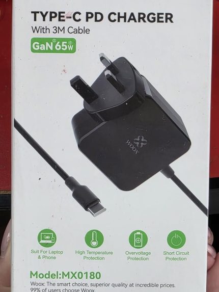+Woox Type-C PD Charger 3m cable 65W