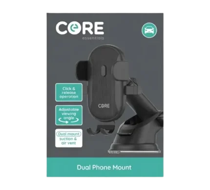 Dual Mount | Vent & Dashboard Attachment | Compatible with phones up to 6" | 360° rotation | Black